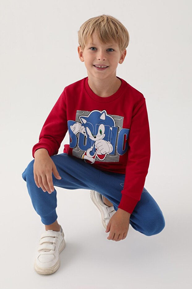 Modern Red Printed Boys' Tracksuit Set