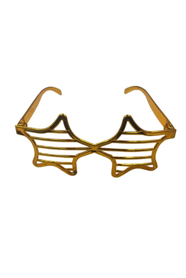 Star Shaped Gold Party Glasses - Plastic Glassless Shutter 14X6 cm