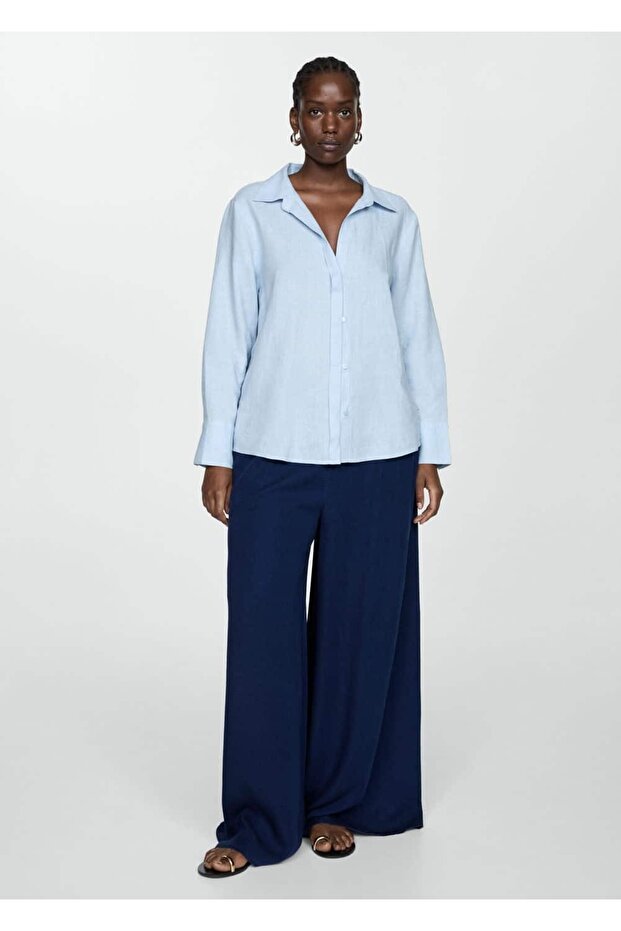 Beli lastikli lyocell pantolon - 7