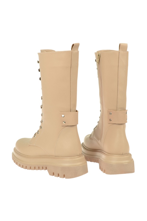 Sms Fermuarlı Kadın Bot SMS-2798 BEJ - 5