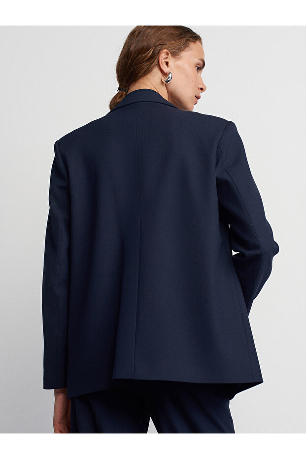 60747 Double Breasted Jacket-Navy Blue - 2