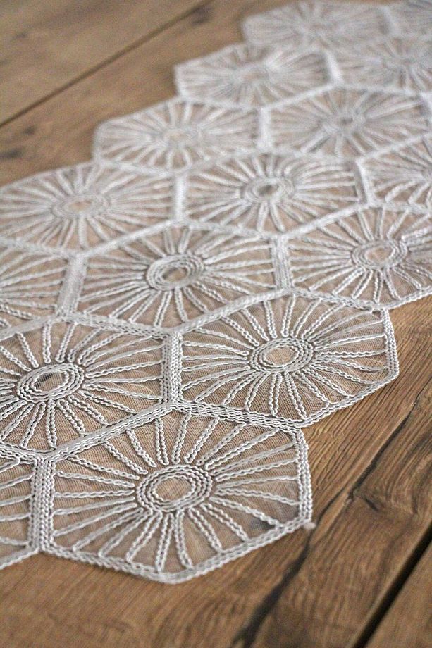 Dantel Kordon Örme Detay Masa Runner Fiskos Örtüsü 100x35 cm 1004-ALTIGEN - 2