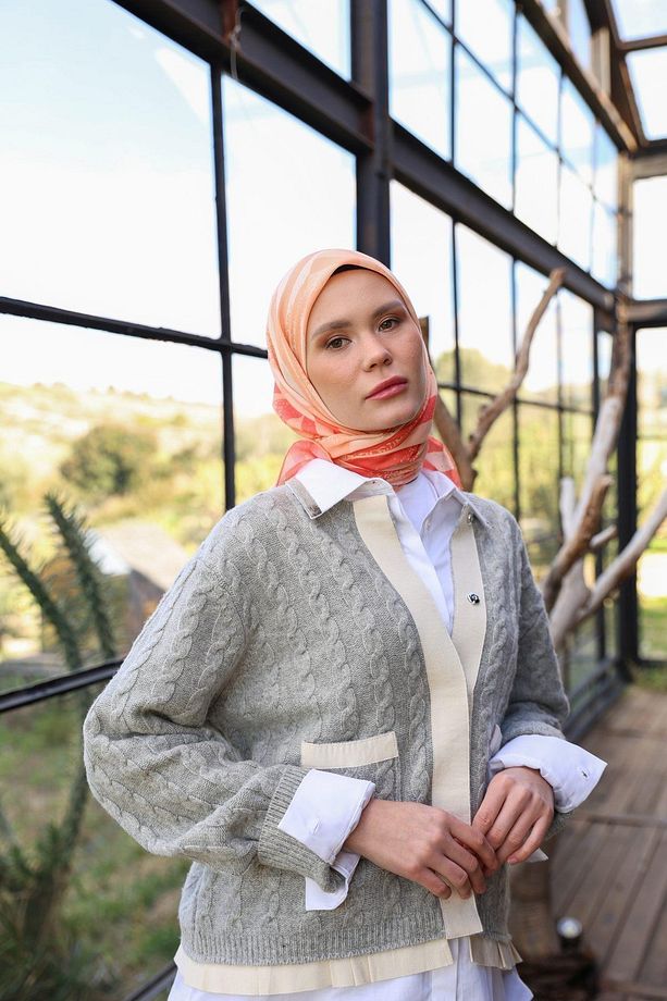 İpekhan Amanda Desen Soft Eşarp Bej Turuncu 1170-15 - 1