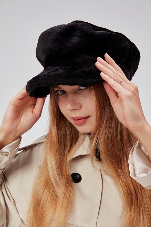 Women's Plush Cap Newsboy Winter Hat