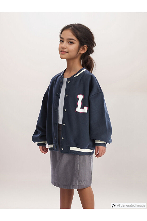 Lcwk Baskılı Kız Çocuk Kalın Kolej Ceket - 2