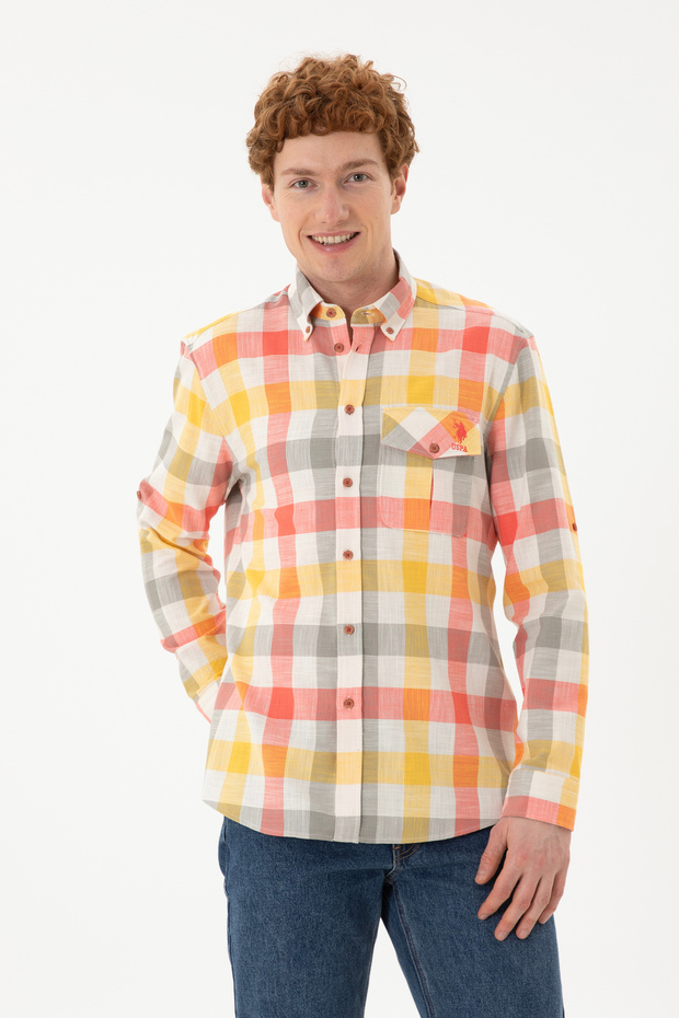 Men's Red Checked Shirt 50284515 -Vr239