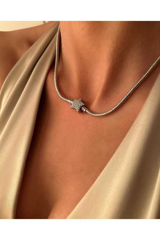 Çelik yildiz kolye - 1