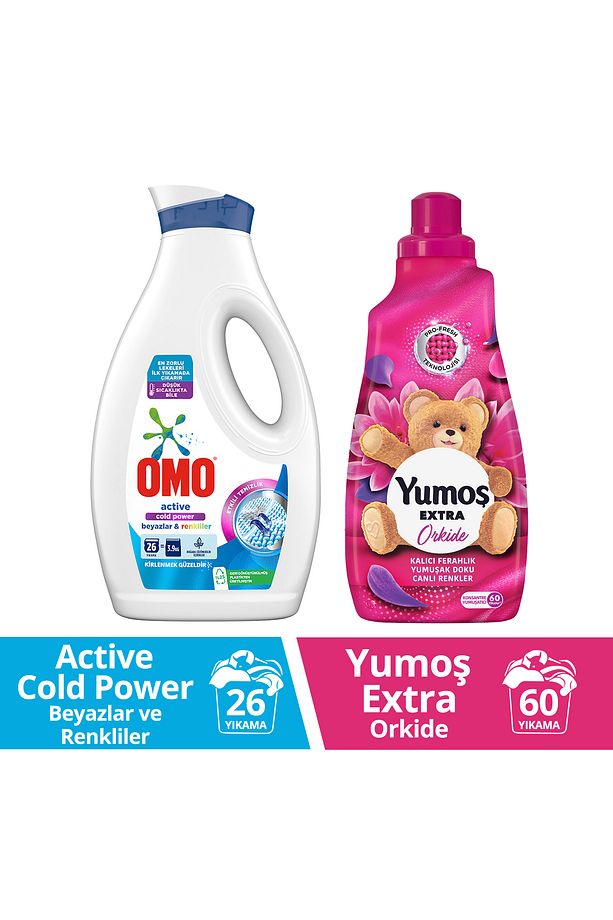 Omo Sıvı Deterjan Active Cold Power Beyazlar Ve Renkliler 1690 ml X1 Yumoş Extra Orkide 1440 ml X1 - 1