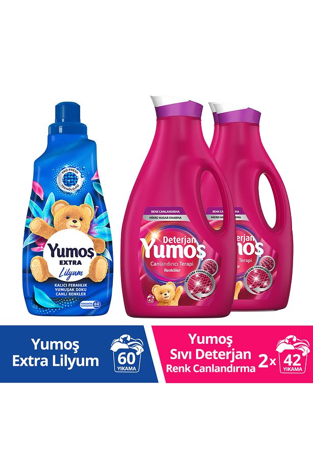 Extra Lilyum Konsantre Yumuşatıcı 1440 ml Renkli Giysiler Için Deterjan 2520 ml X2 - 1