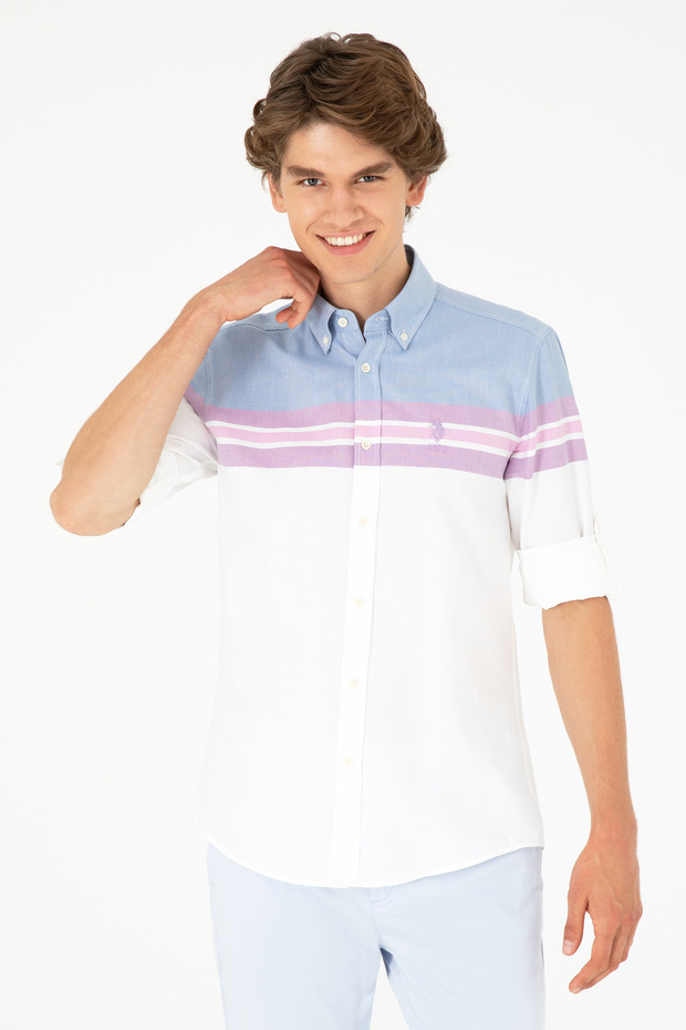Men's Cobalt Blue Long Sleeve Shirt 50283802-Vr032