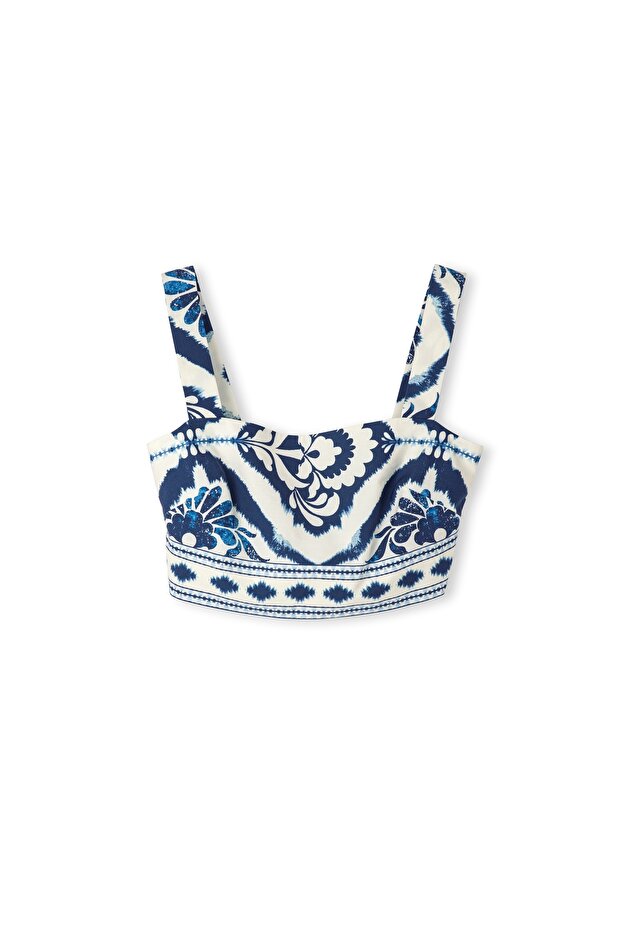 Desenli poplin bluz - 3