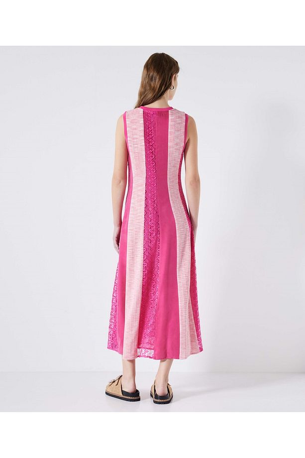 Colorblock midi elbise - 4