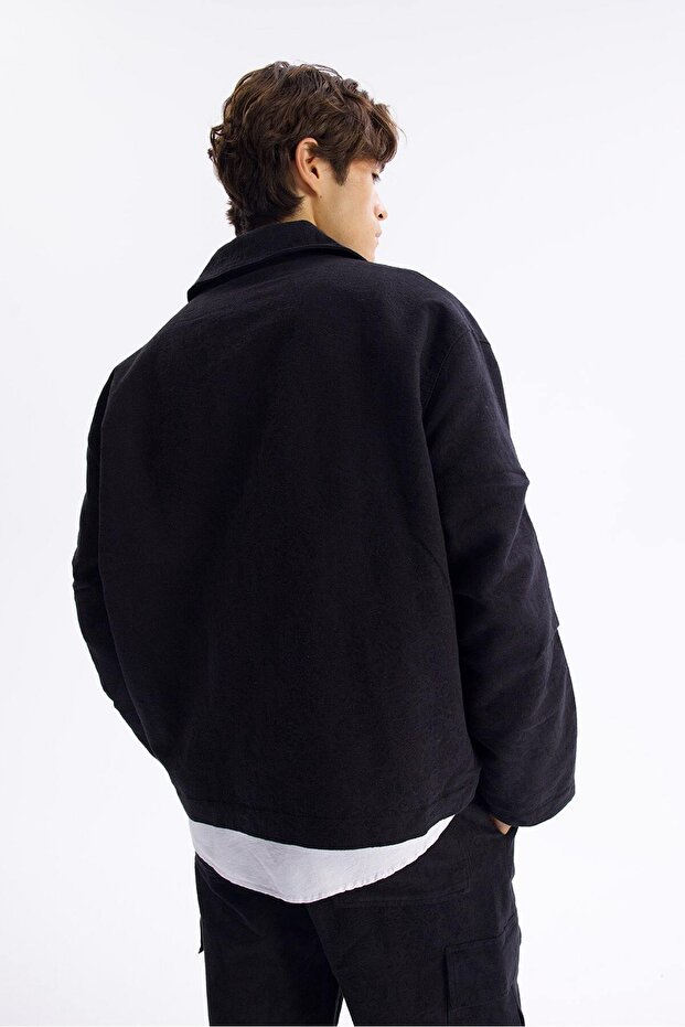 Black Thin Jacket - Patterned - 5