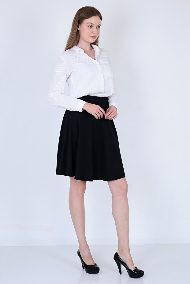 Kadın Siyah Kloş Dalgıç Etek - 4