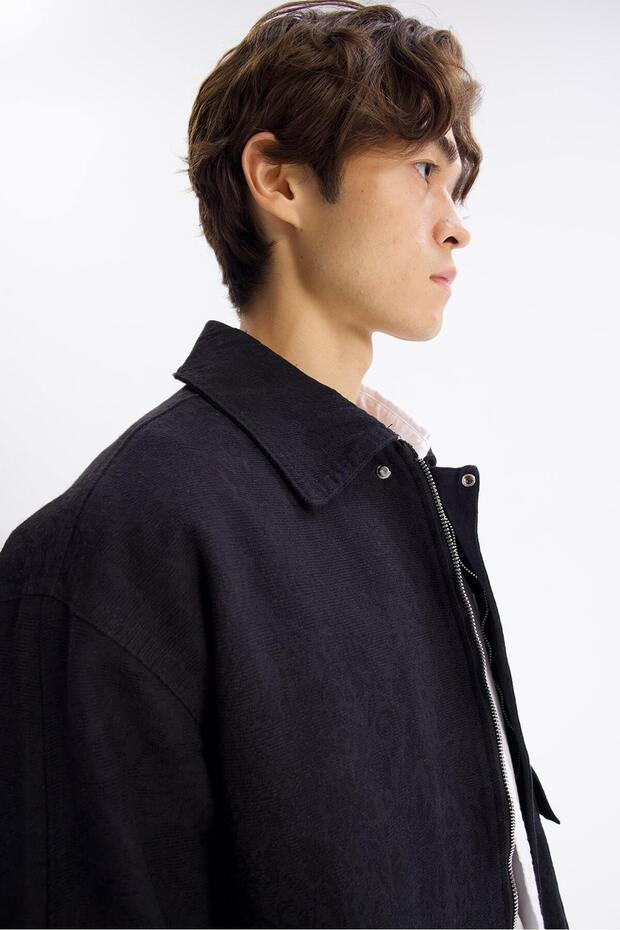 Black Thin Jacket - Patterned - 2