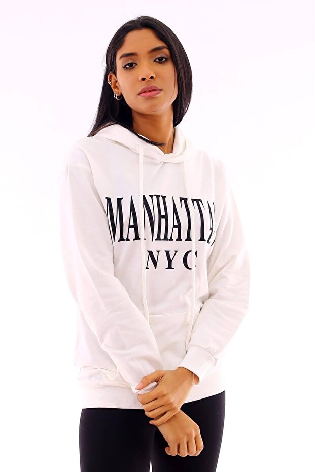 Basic Kapüşonlu Sweatshirt - 1