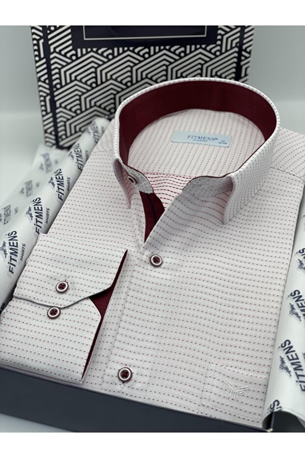 Classic long sleeve winter plaid button-up cotton shirt with gift box for men fs-004342 - grey