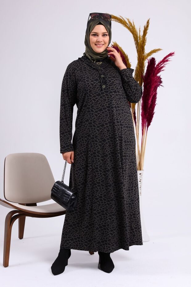 Women's Casual Large Size Hijab Leopard Long Mother Dress
