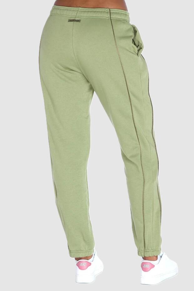 Air Plus Mid Rise Piping Detail Joggers Alligator Green Fleece Damskie spodnie dresowe Zielone - 2