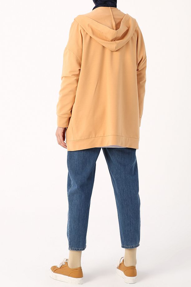 Asit Sarı Kapüşonlu Fermuarlı Sweat Hırka - 6