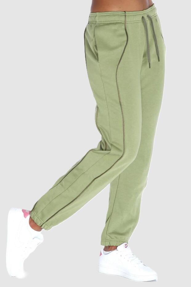 Air Plus Mid Rise Piping Detail Joggers Alligator Green Fleece Damskie spodnie dresowe Zielone - 4