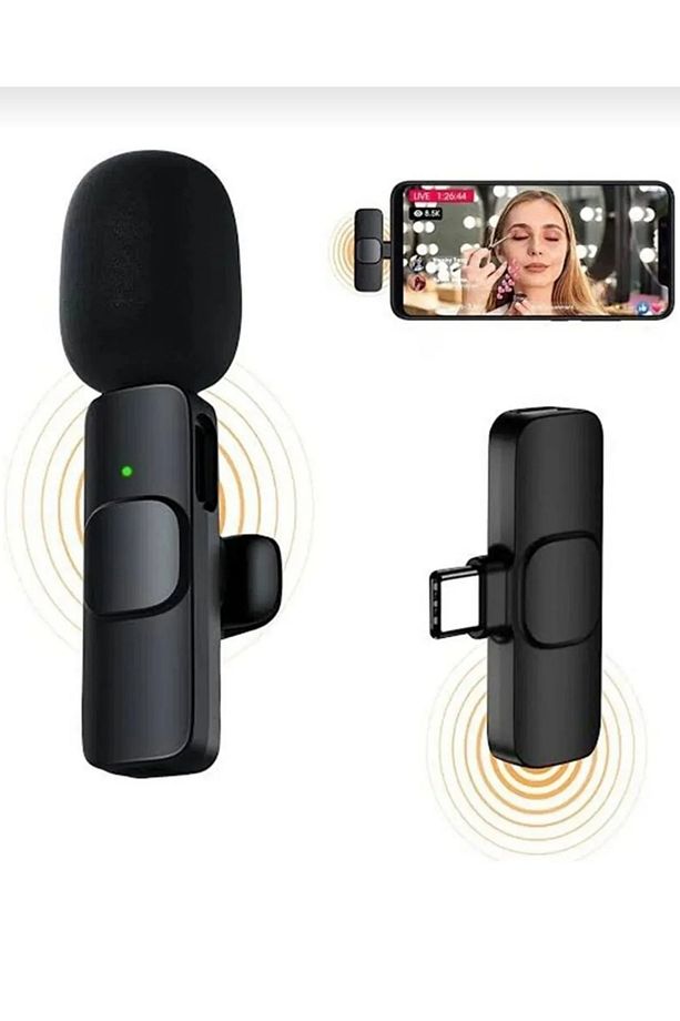 Iphone Ve Type C Uyumlu Tek Kablosuz Yaka Mikrofonu K9 Lightnıng Youtube Facebook Tiktok - 1