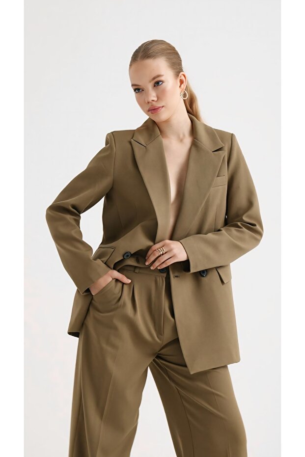 Chw Collection - Double Breasted Buttoned Jacket Set - 1