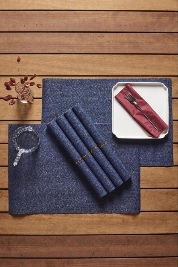 Navy Blue 6-Piece Wicker Look Bready American Service - 15298