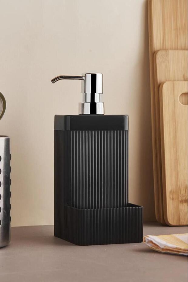 موزع صابون المطبخ مع حامل إسفنجة أسود من Lisbone - 2