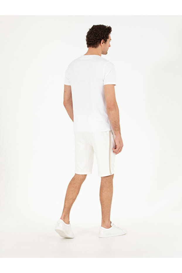 Ekru Slim Fit Örme Şort 50265677-VR019 - 4