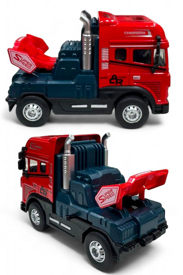 Sürtmeli Sesli Işıklı 15 cm Metal Die Cast Tır - Işıklı Müzikli 1:24 Çekici (Tır Kafası) - 3