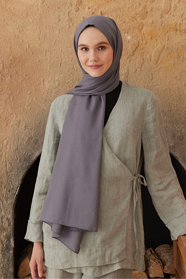 شال بنمط متعرج من سلسلة جاكار ناعمة - 1