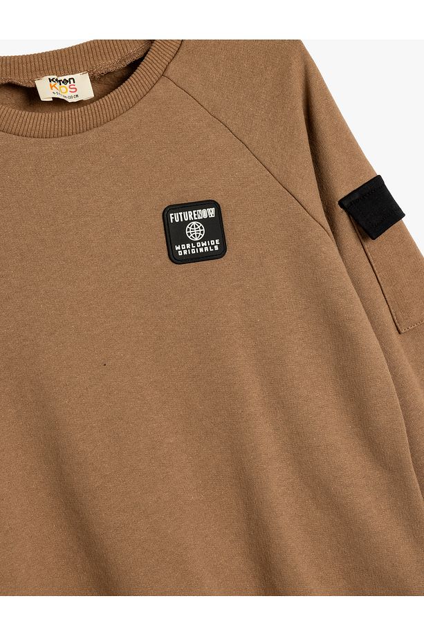 Sweatshirt Cep Detaylı Bisiklet Yaka Uzun Kollu Pamuklu Şardonlu - 3