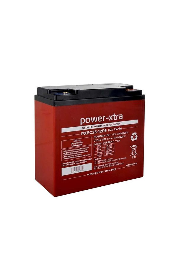 PXEC25-12F6 - 12V 25 Ah Elektrikli Bisiklet Aküsü - F6 - (M6 Bolts) - 1