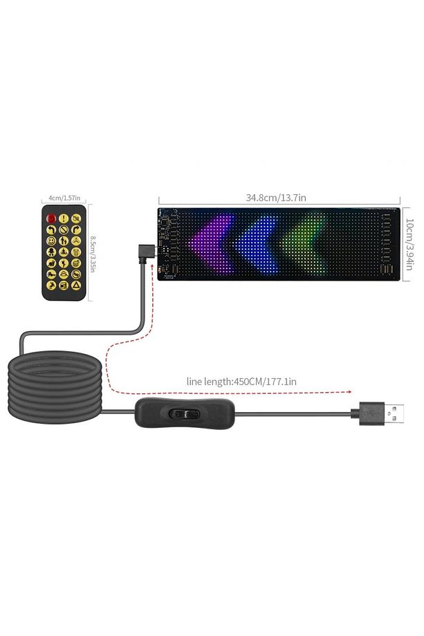 LED Matrix PANEL esnek USB 5V Bluetooth App kaydırma reklam LED araba sloganı esnek RGB Kayan YAZI - 8
