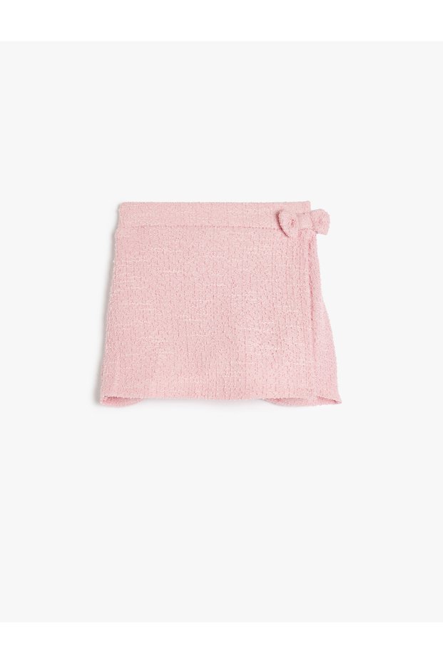 Tweed Shorts Skirt with Bow Detail