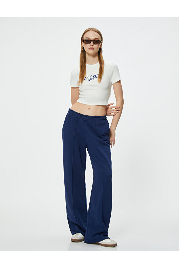 Crop T-Shirt College Printed Camisole Slim Fit