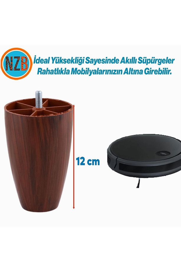 Mobilya Yükseltici Kanepe Ünite Koltuk Ayağı Baza Ayakları Ceviz Desen Plastik Ayak 12 cm 4 Adet - 2