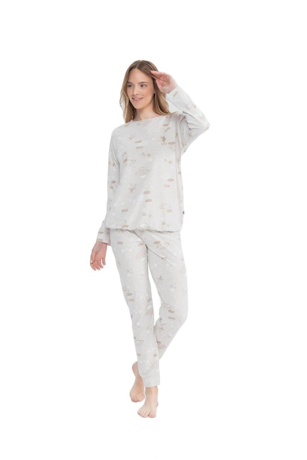 Us Polo Assn. Women's Long Sleeve Round Neck Pajamas Set S25120