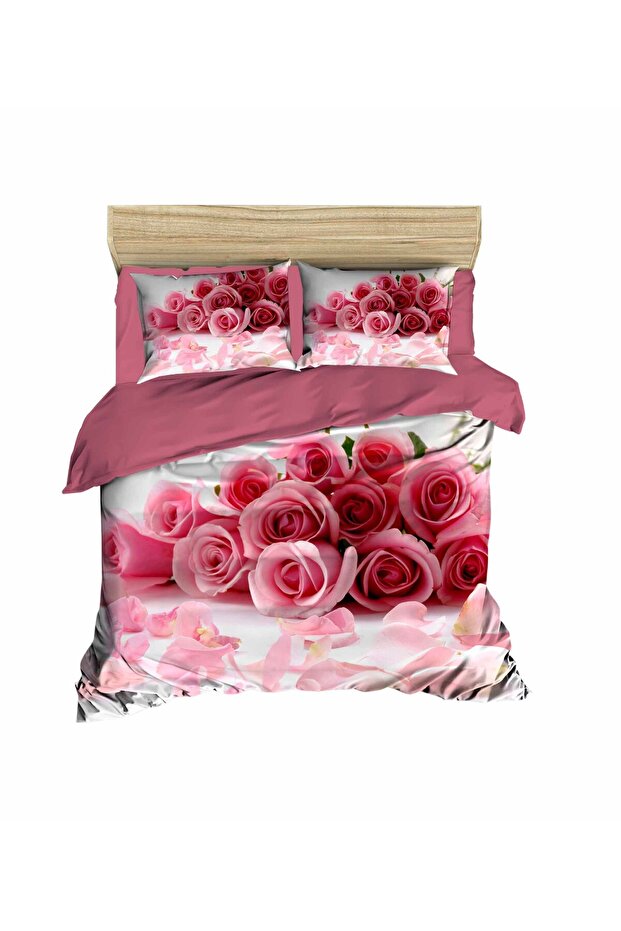 Pink Rose Harness 3D Double Duvet Cover Set