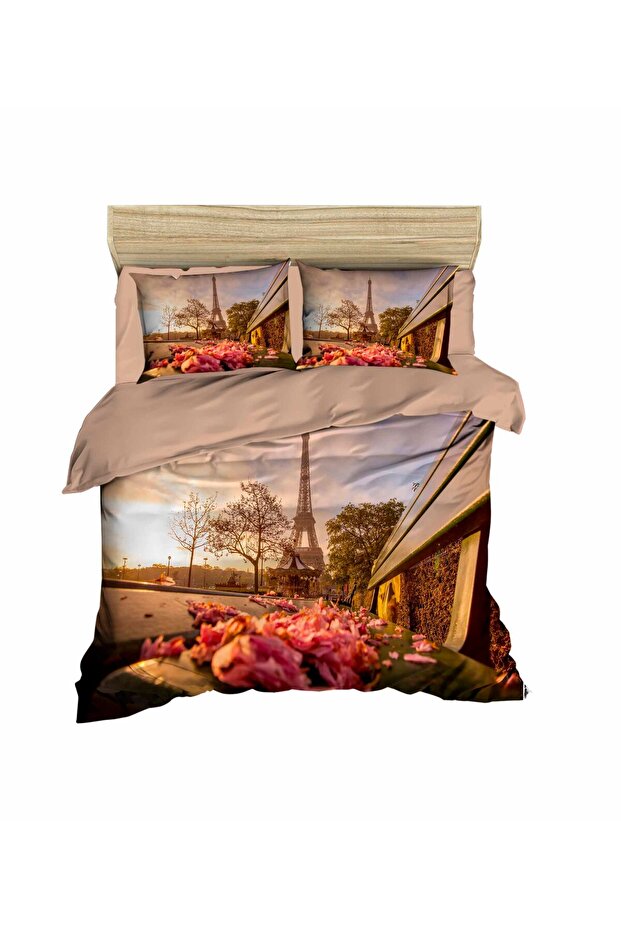 3D Double Duvet Cover Set with Eiffel Tower Bench View