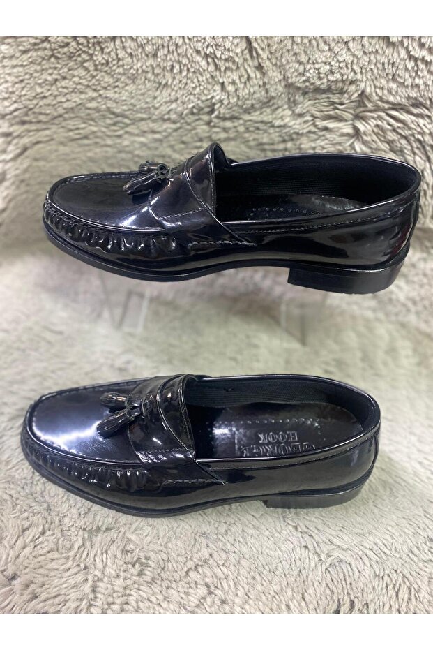 siyah dış meteryal rugan niolit taban püskül aksesuarlı erkek babet ayakkabı - 3