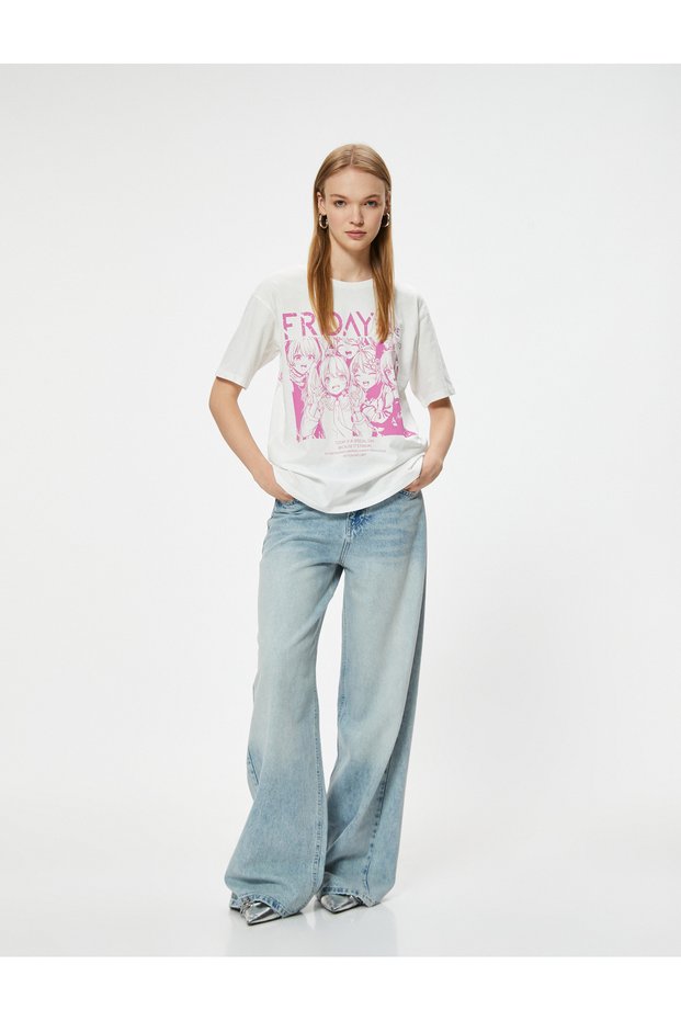 Cotton Anime T-Shirt - Back Printed, Short Sleeve, Crew Neck, Relax Fit