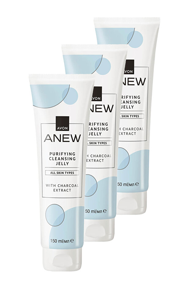Anew Purifying Cleansing Jelly - مجموعة ثلاثية 150 مل، منظف منقي بخلاصة الفحم