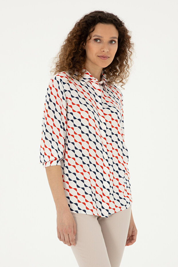 Women's Navy Blue Long Sleeve Shirt 50280959 -Vr033
