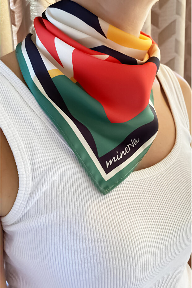 Bandana eșarfă cu model geometric - 3