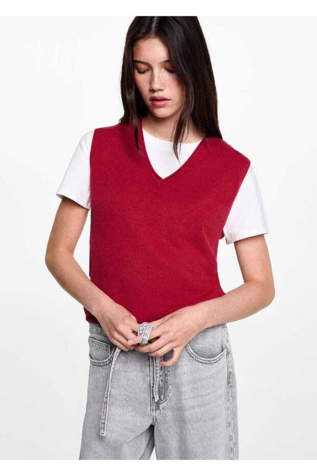 V yaka triko yelek - 1