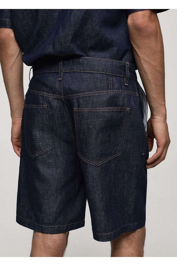 %100 pamuklu denim görünümlü bermuda şort - 6