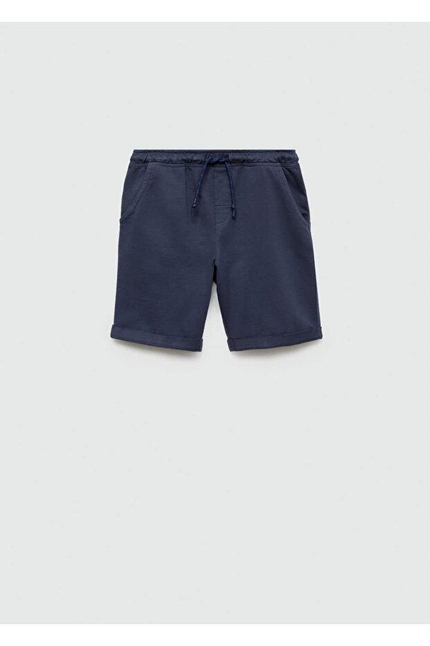 Beli elastik pamuklu bermuda şort - 3