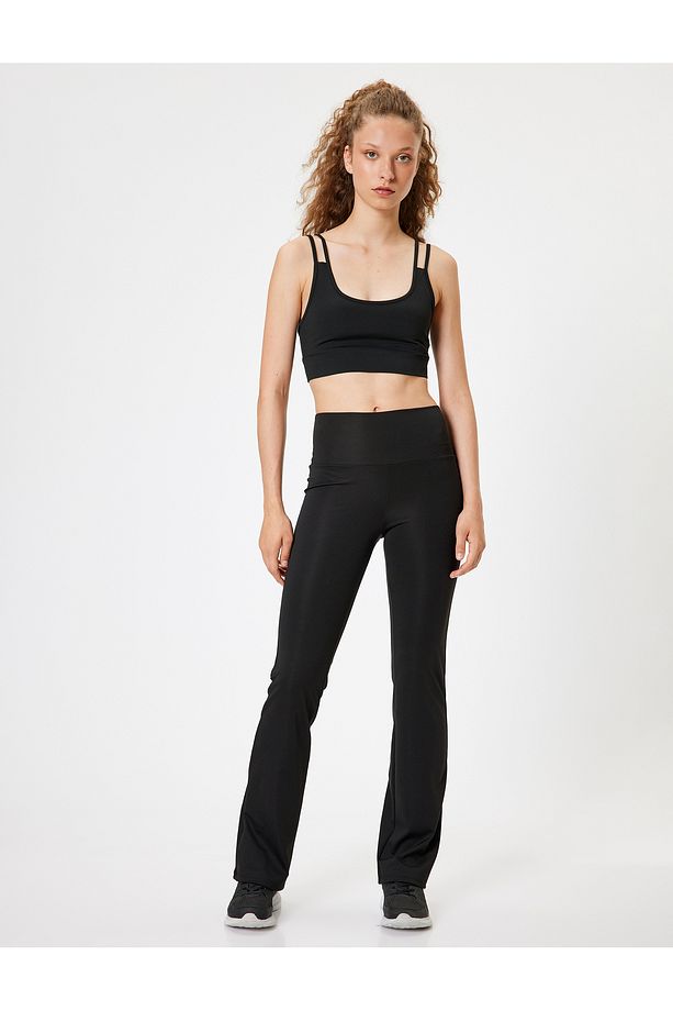 Yüksek Bel Slim Fit Ispanyol Paça Tayt Interlok - 2